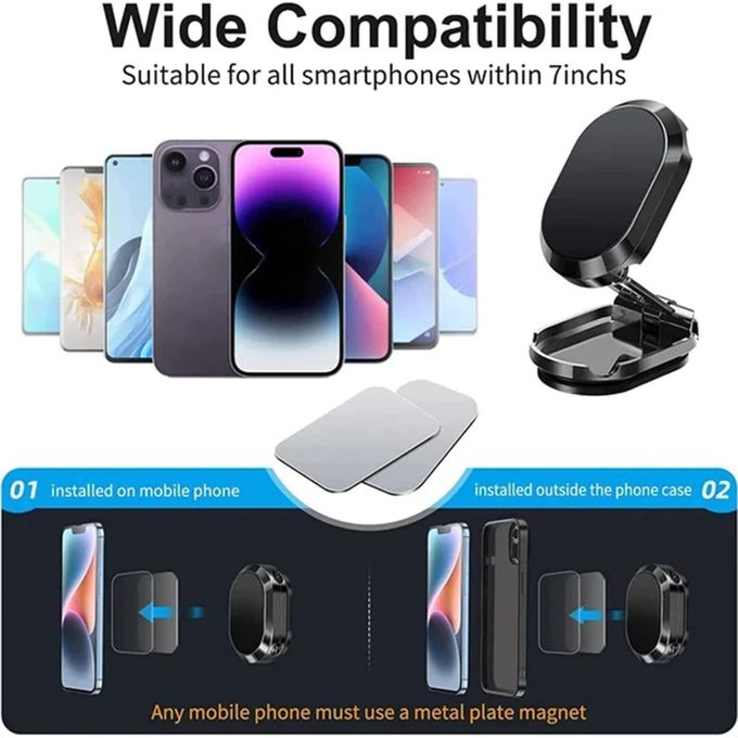 Support Téléphone Voiture Magnétique Pliable Premium