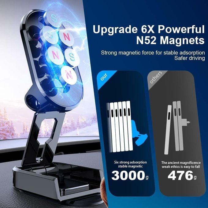 Support Téléphone Voiture Magnétique Pliable Premium